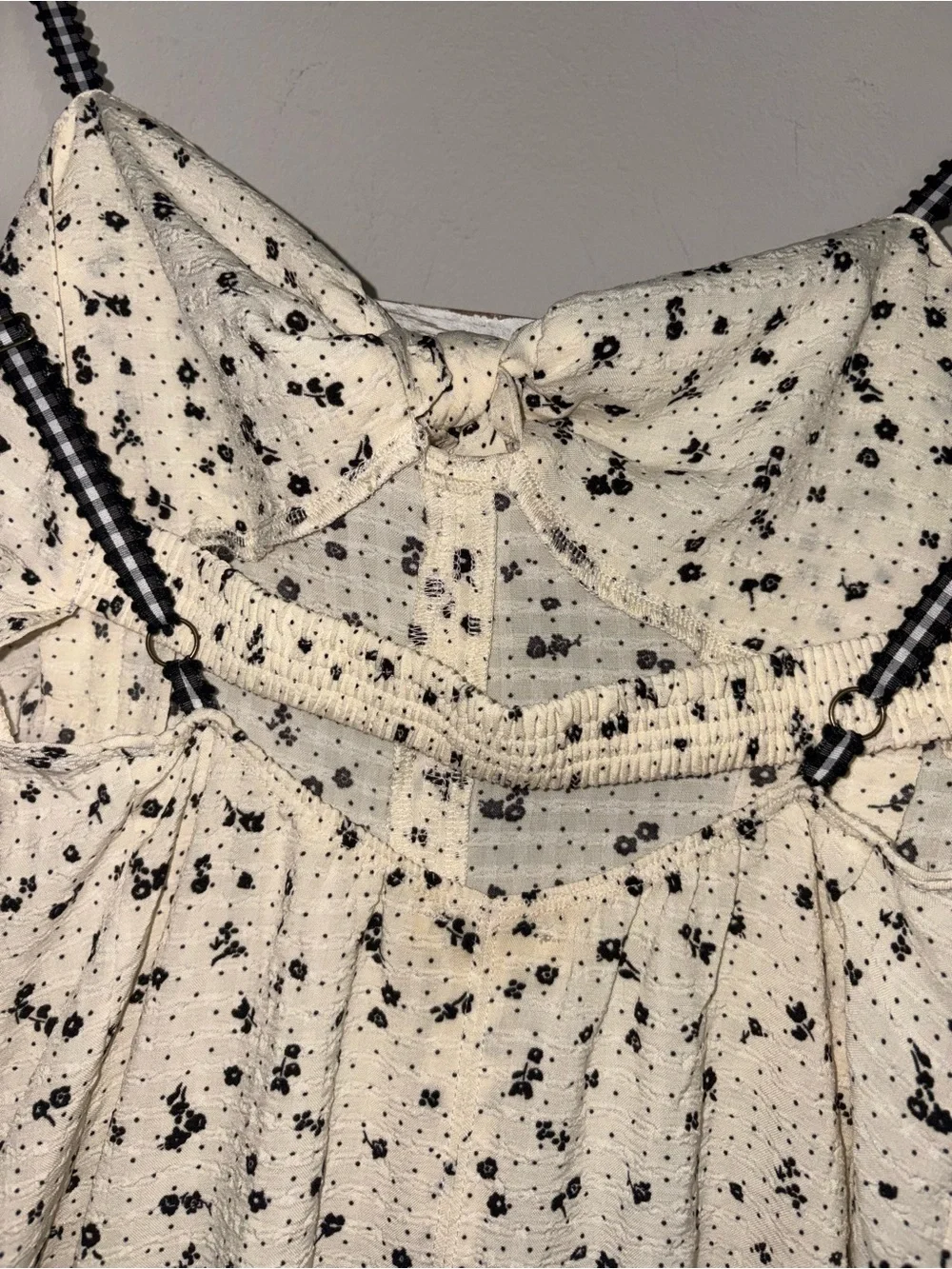Free People Cream and Black Coming Home Romper Size X-Small